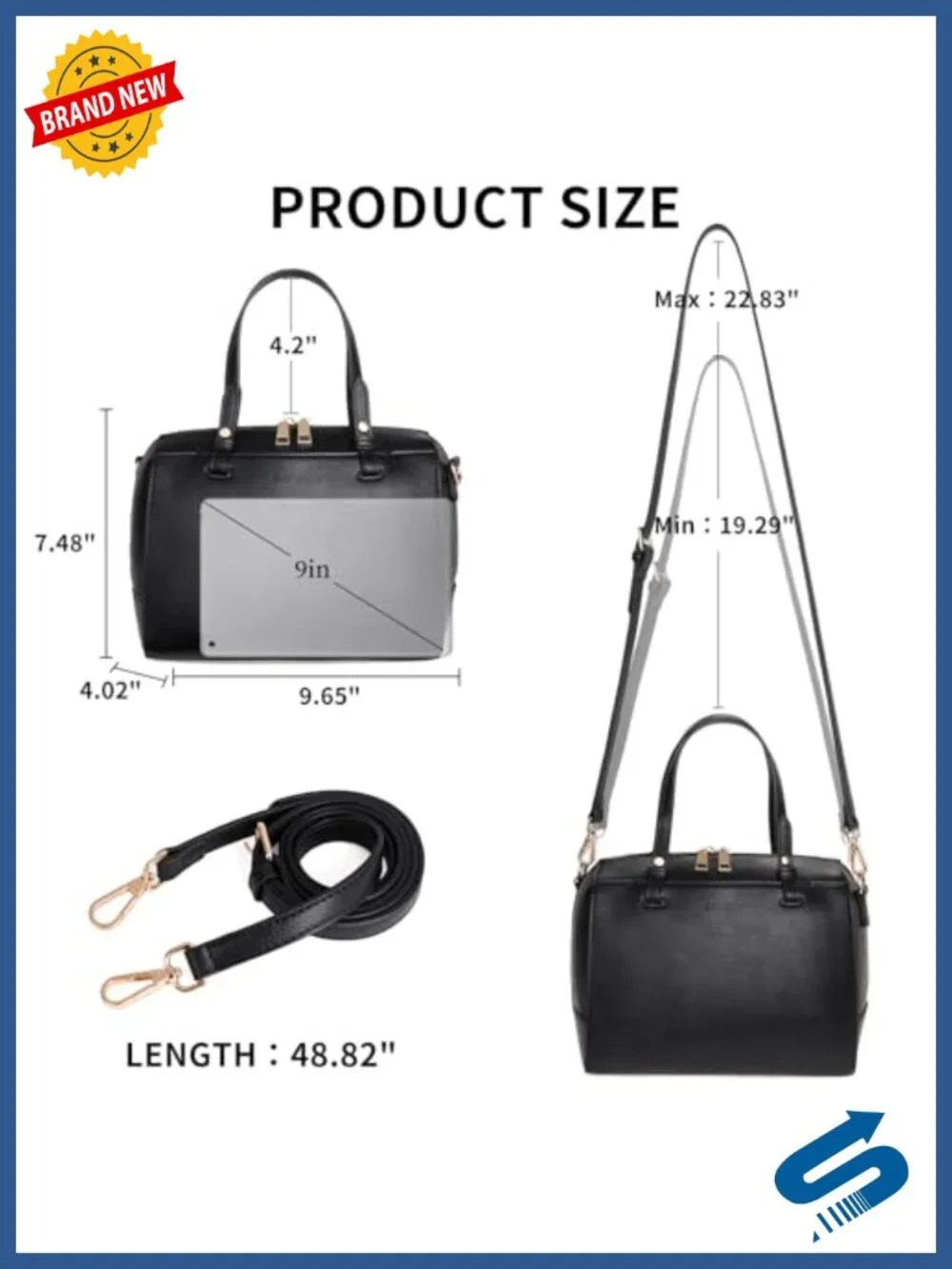 PU Leather Satchel Handbag Crossbody Bag with Top Handle and Removable Strap